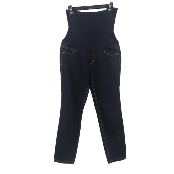 Indigo Blue Maternity Dark Wash Secret Fit Belly Straight Leg Jeans Size PM - Picture 1 of 8